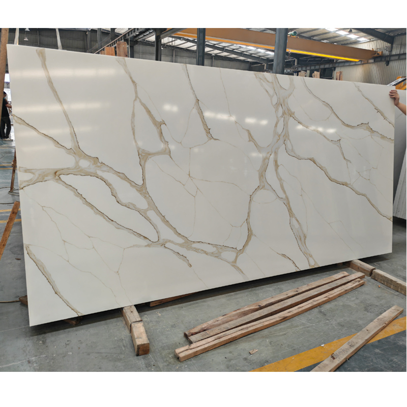 White Quartz Slab Polished Artificial Quartz Stone Slabs Kitchen Counter Calacatta Gold Quartz Countertop