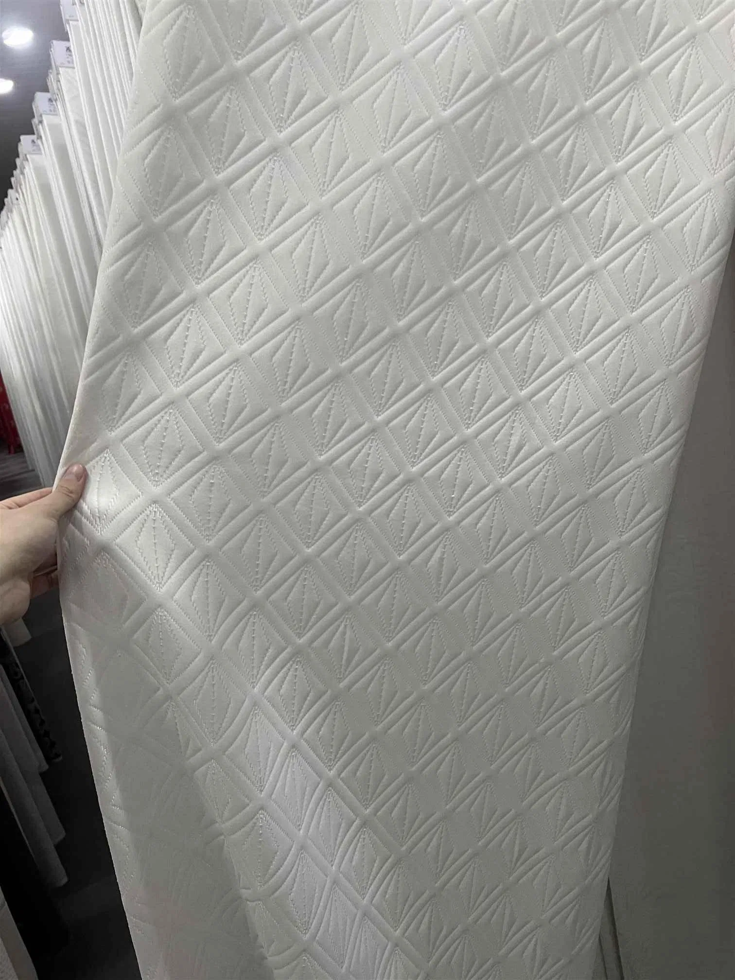 White Mattress Jacquard Ticking Knitted Fabric 180-450gsm