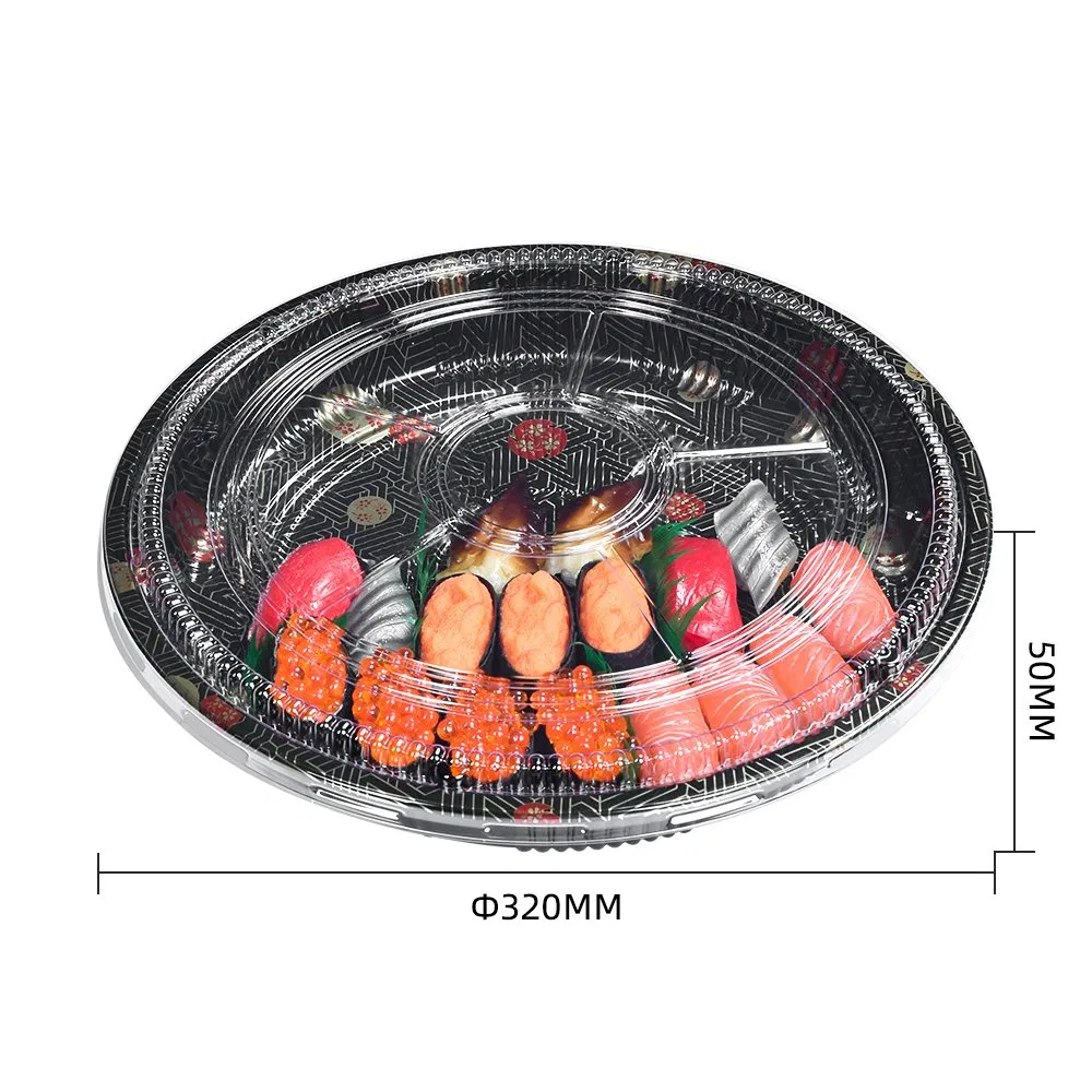 Sunzza Large Deep Round Sushi Packaging Box Disposable Plastic Pet Tray