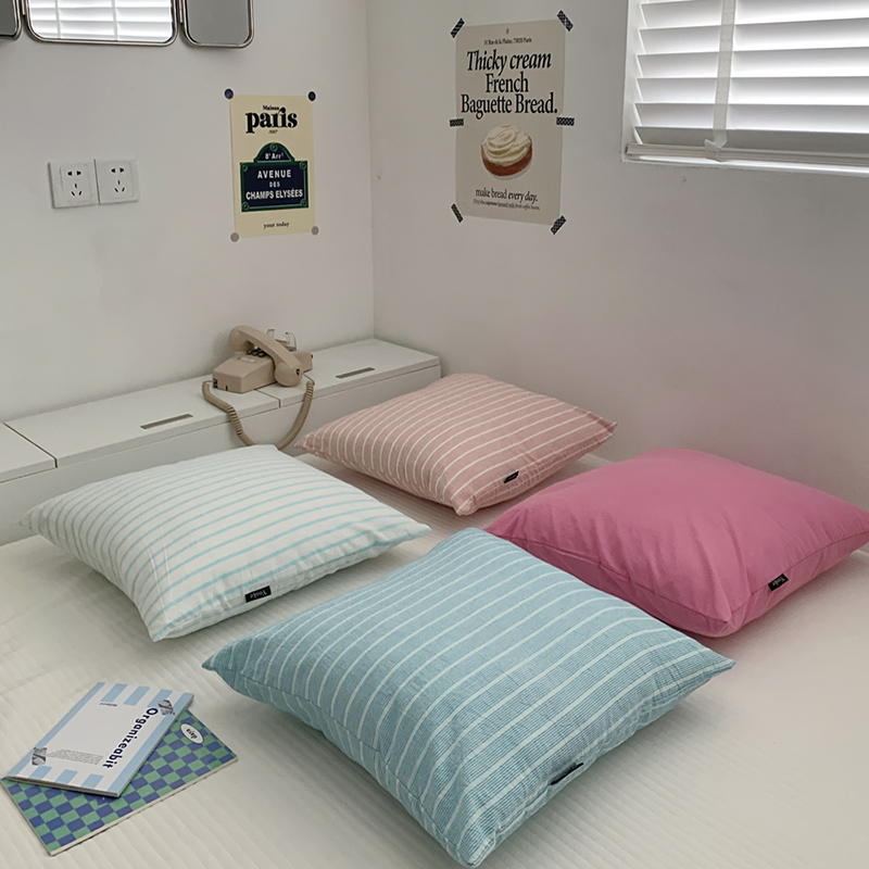 Factory 50 X 50 Cm Woven Washed Cotton Stripe Pillowcases