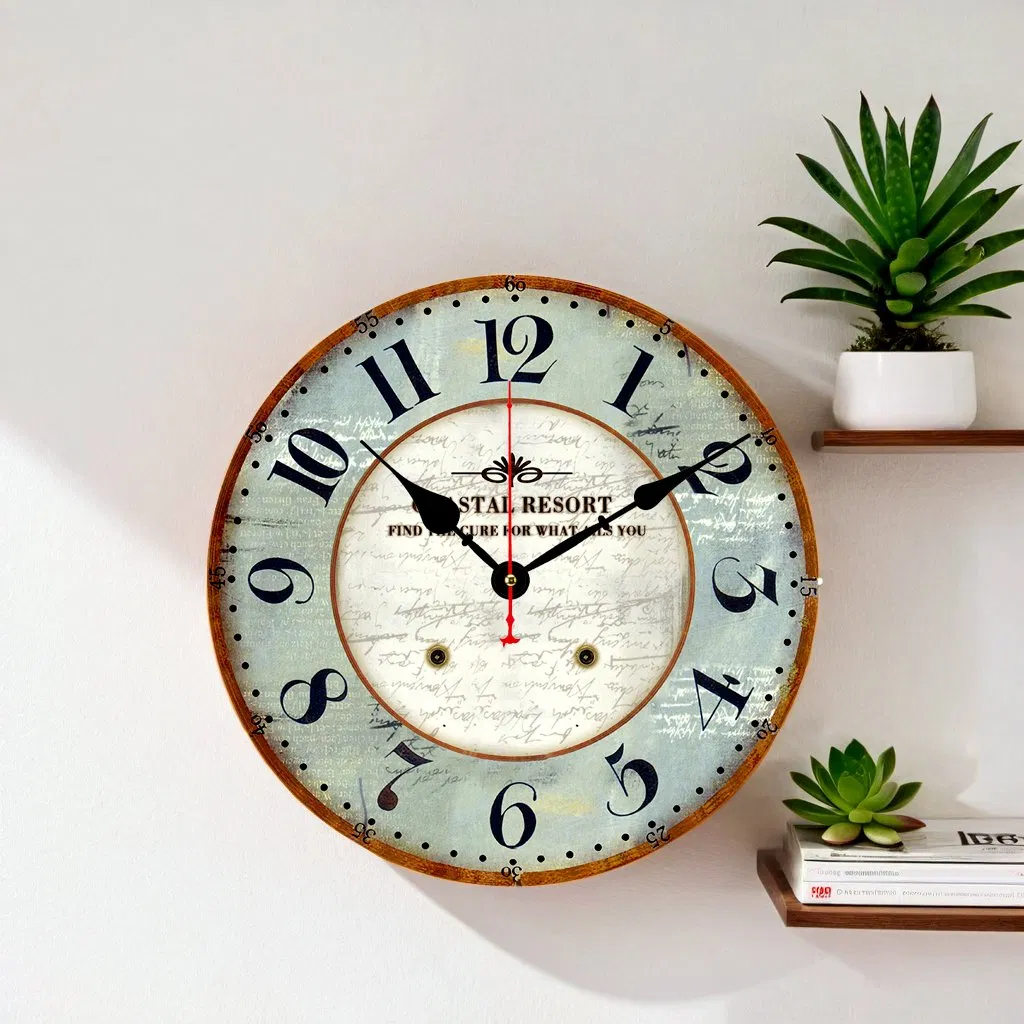 Dia 30/34/40/60cm MDF Large Promotional Gift Wood Wall Clock Silent Quartz Battery Operated Digital Alarm Clock for Kitchen/Living /Bed Room-Hlc29325