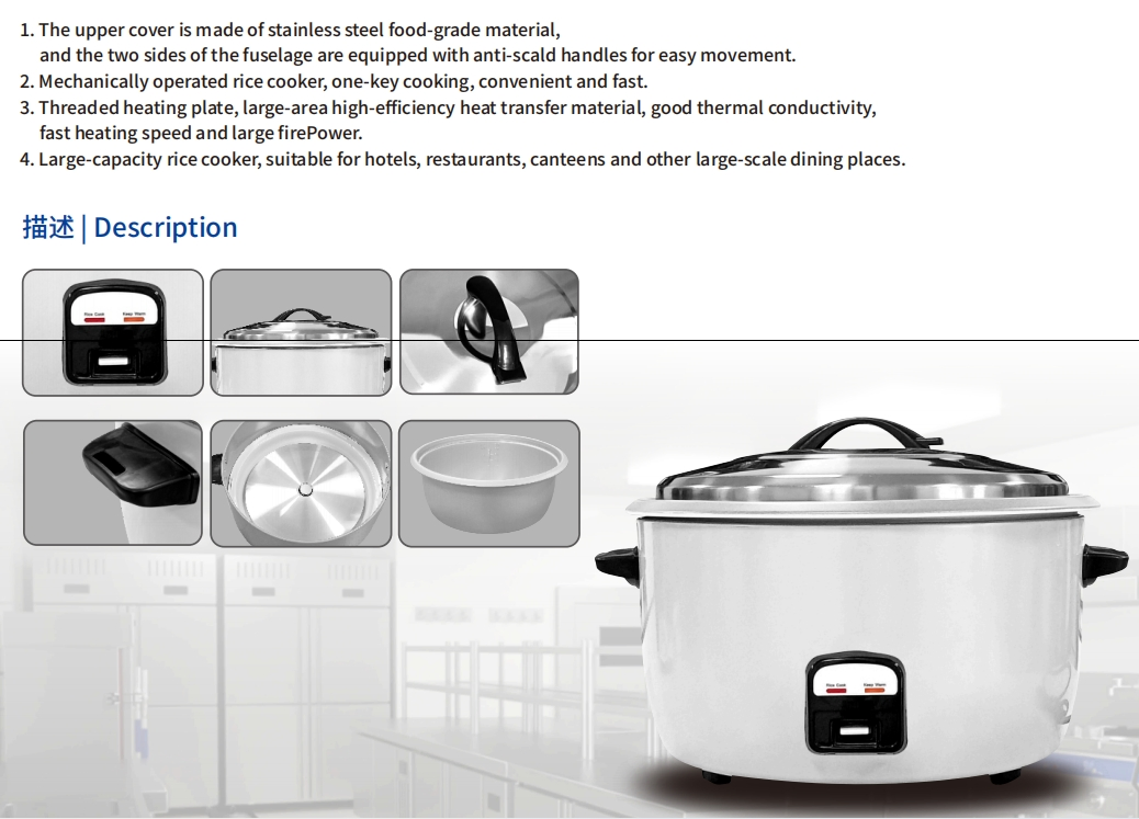 220V Kitchen Equipment Drum Type Electric Rice Cooker Stainless Steel Multifunction Cookware