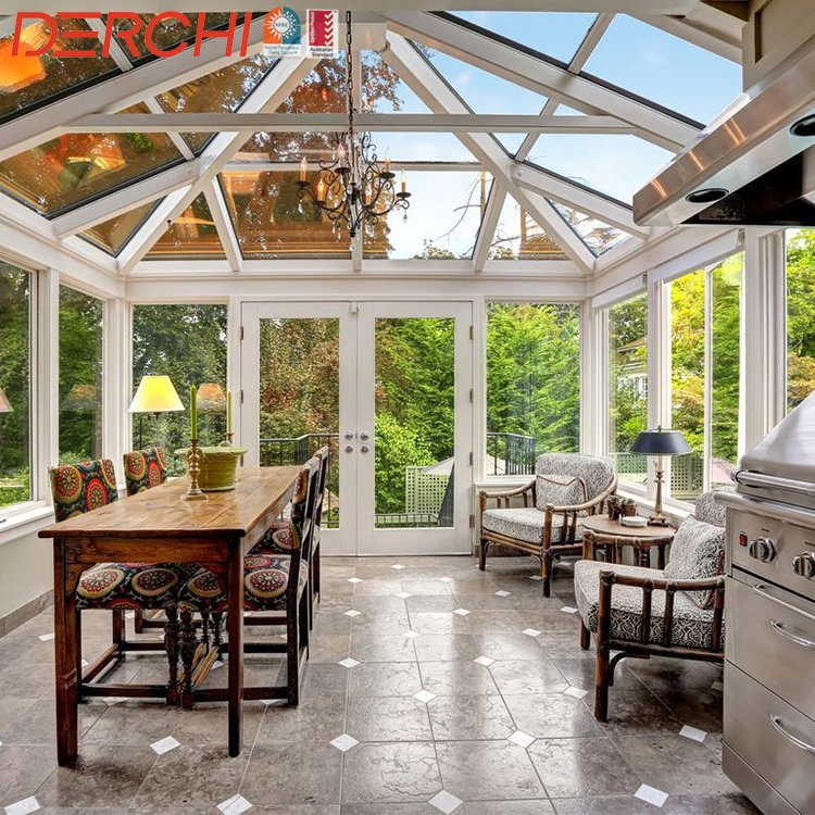 Factory Directly Wholesale California Glass Ultra-Narrow Frame Fixed Screen Windows Prefabricated Sun Houses