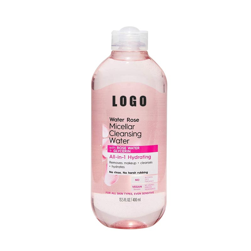 Private Label Micellar Cleansing Water with Rose Extract and Glycerin Gentle Makeup Remover