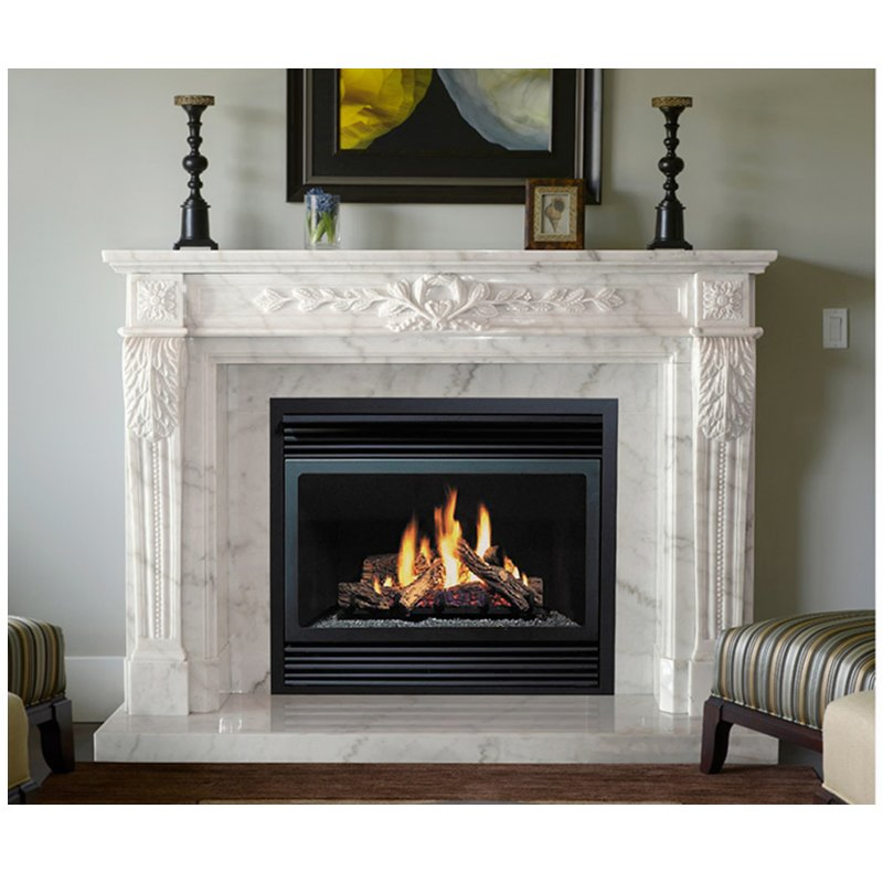 Elegent Fireplace Mantel Made with Natural White Marble