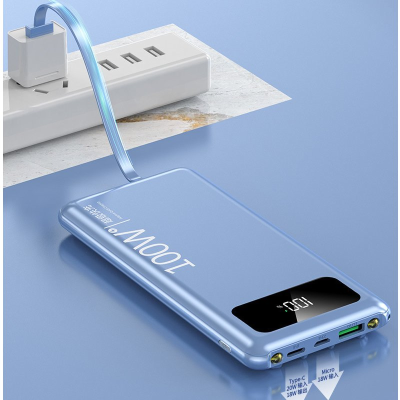 100W Super Fast Charging 20000mAh Power Bank with Built-in Cable