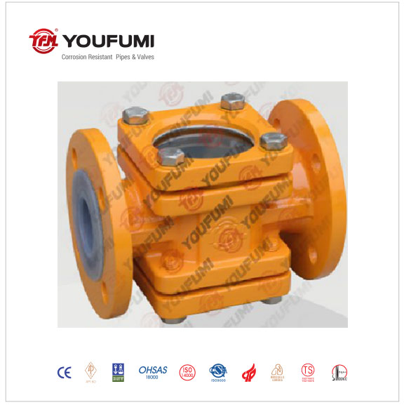 PFA Lined Sight Glass for Oil Pipeline