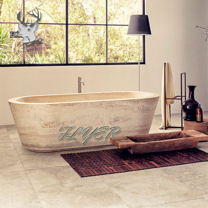 Мраморная овальная ванна для замачивания в японском стиле