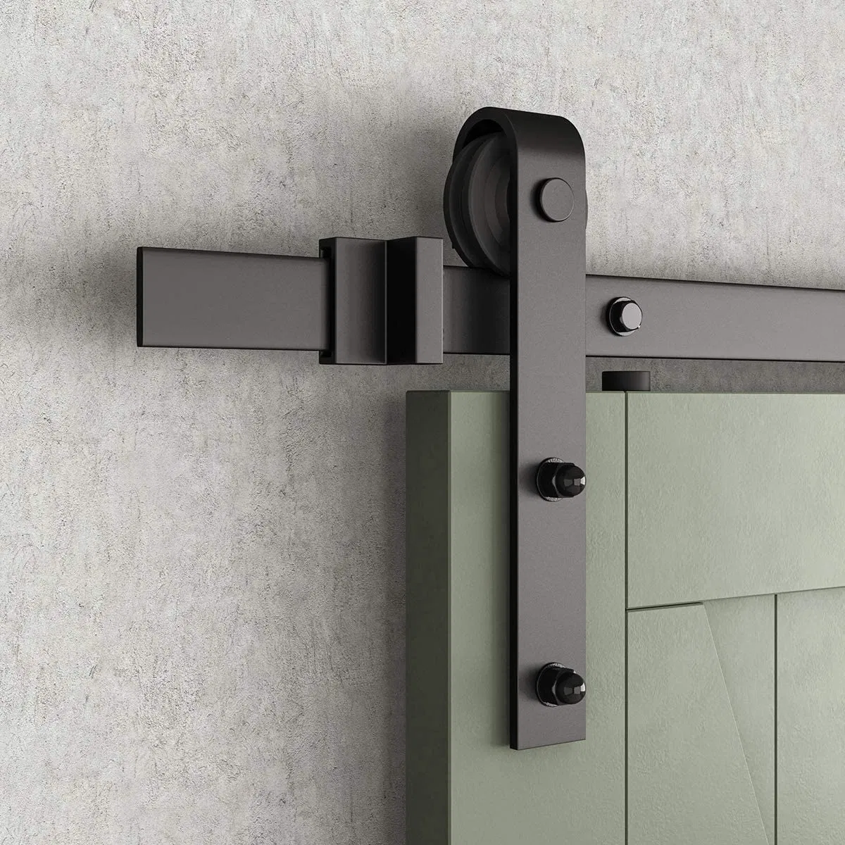 Carbon Steel Barn Door Sliding System Hardware Matte Black Color Door Roller