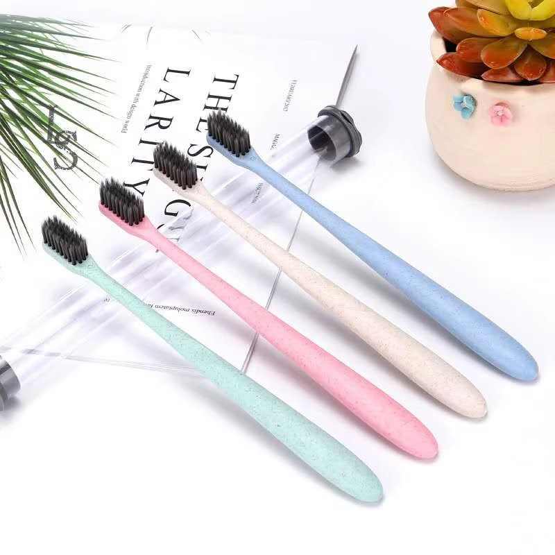 Wheat Straw Small Head Toothbrush Custom Soft Bristles Individually Packed Travel Portable