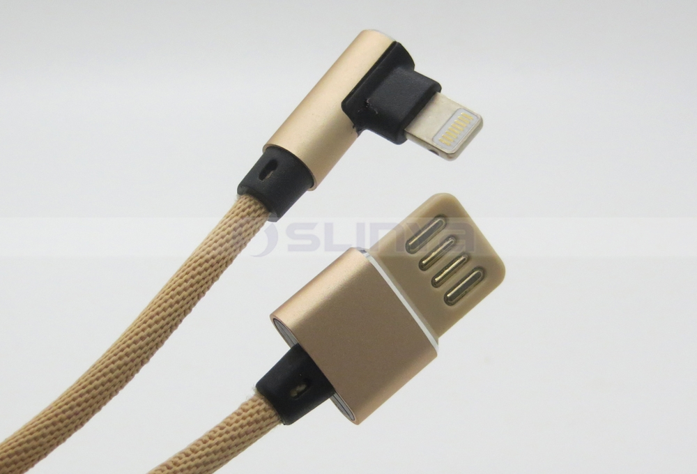 2.4A High-End Fast Charger 8 Pin Cable Two Double Side 90 Degree Lightning USB Cable for iPhone X 8 Plus iPad Air Mimi 3 4