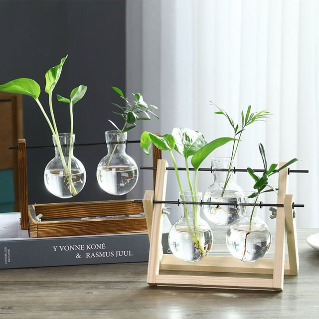 Террариум для растений стеклянный деревянная подставка ретро