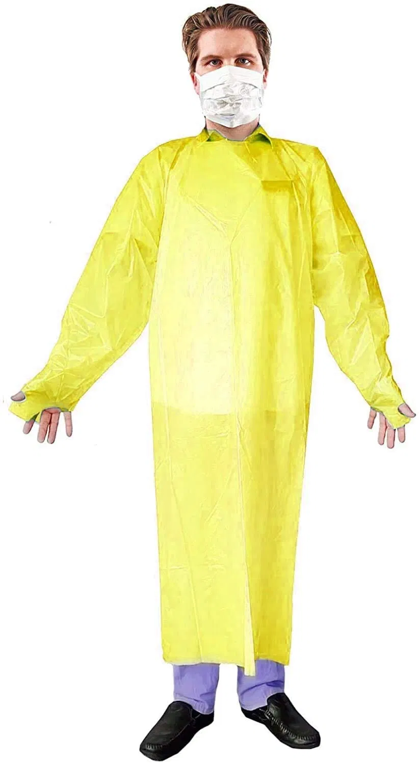 Waterproof/Plastic CPE/Poly/PE/PP/Nonwoven Disposable Protective Isolation Gown for Visitor