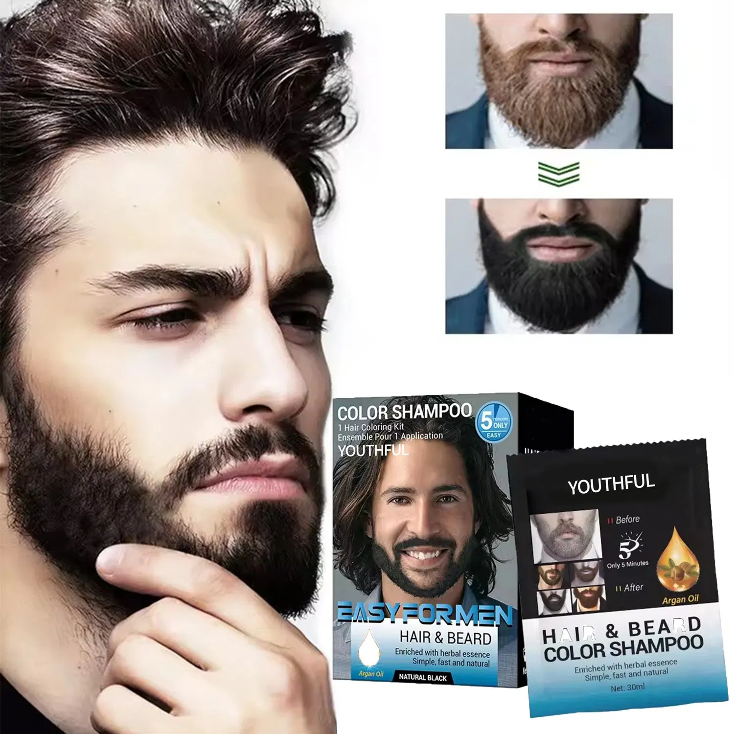 Private Label Fast Easy Permanent Men Black Beard Cream