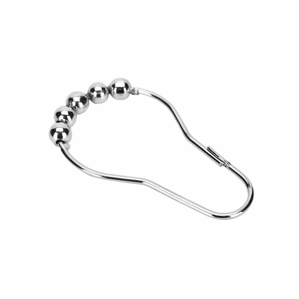 Wholesale Metal Shower Curtain Rings Hooks with 5 Beads for Bathroom Shower Rod
