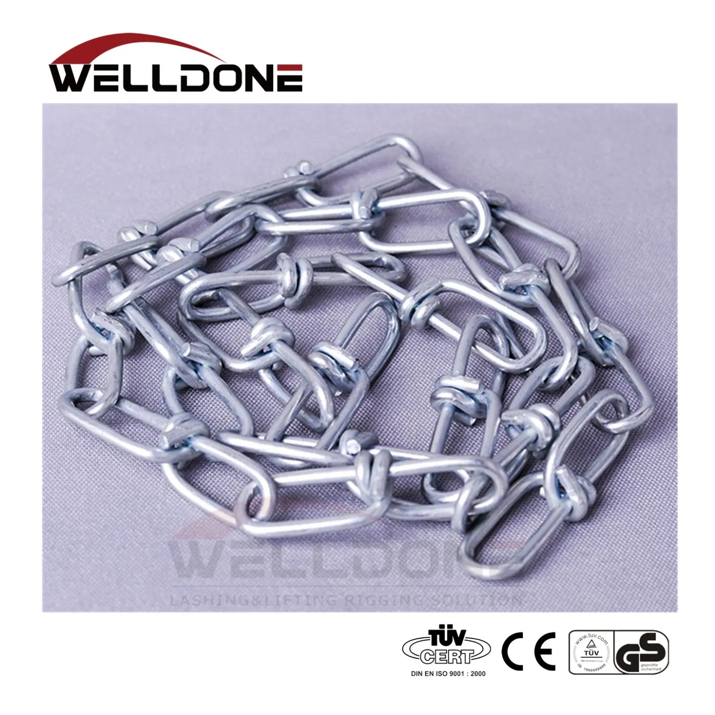 Carbon Steel Galvanized Double Loop Knotted Lifting Chain for Rigging Dog