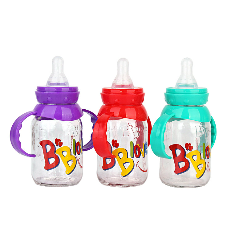 120ml Glass Feeding Baby Bottle with Silicone Nipple Glass Feeding Bottle Wholesale