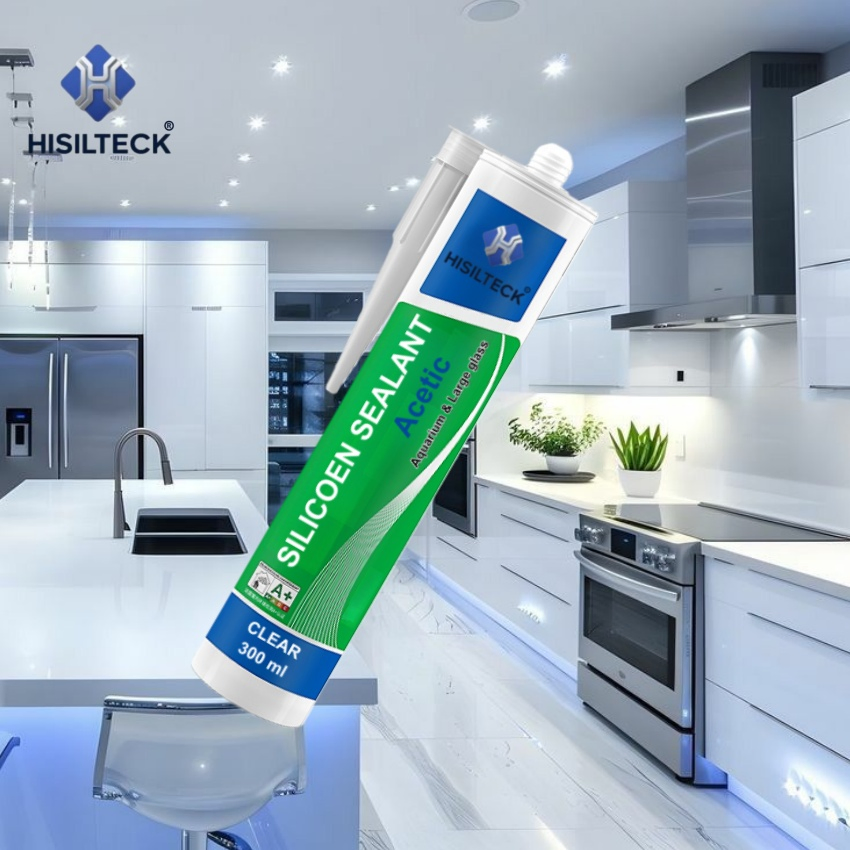 Food Grade Waterproof Sealant Acetic Clear Silicone Adhesive 300ml for Windows and Doors, Kitchen, Bathroom, Fish Tank, Large Glass