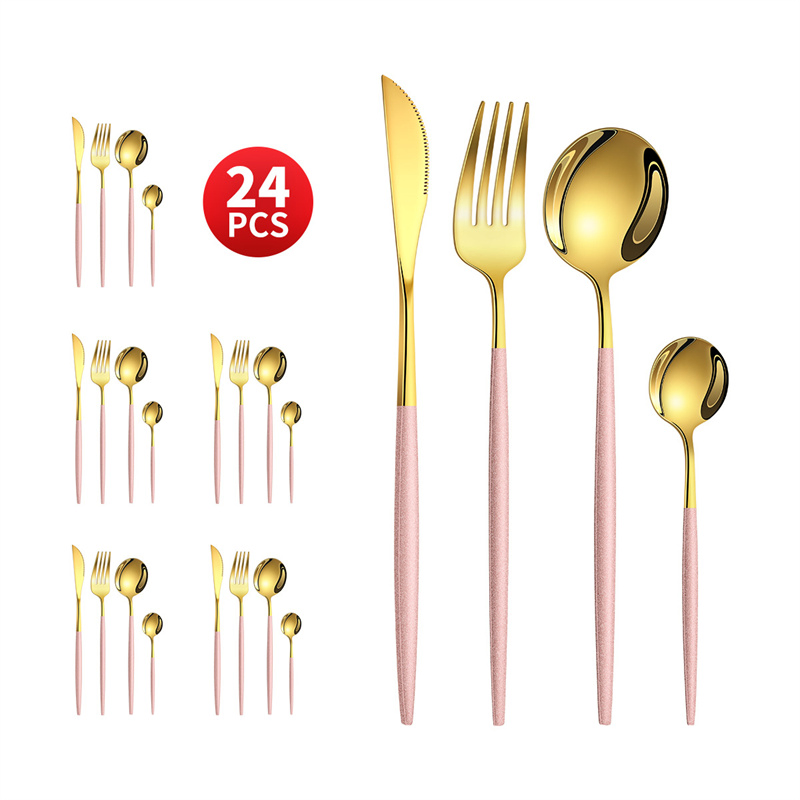 24-Piece Silverware Cutlery Set Stainless Steel Tableware Set, Includes Forks Spoons Knives