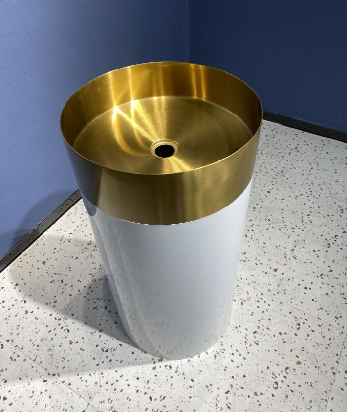 Light Luxury Luxury Two-Color Cylindrical Stainless Steel Creative Floor Wash Basin