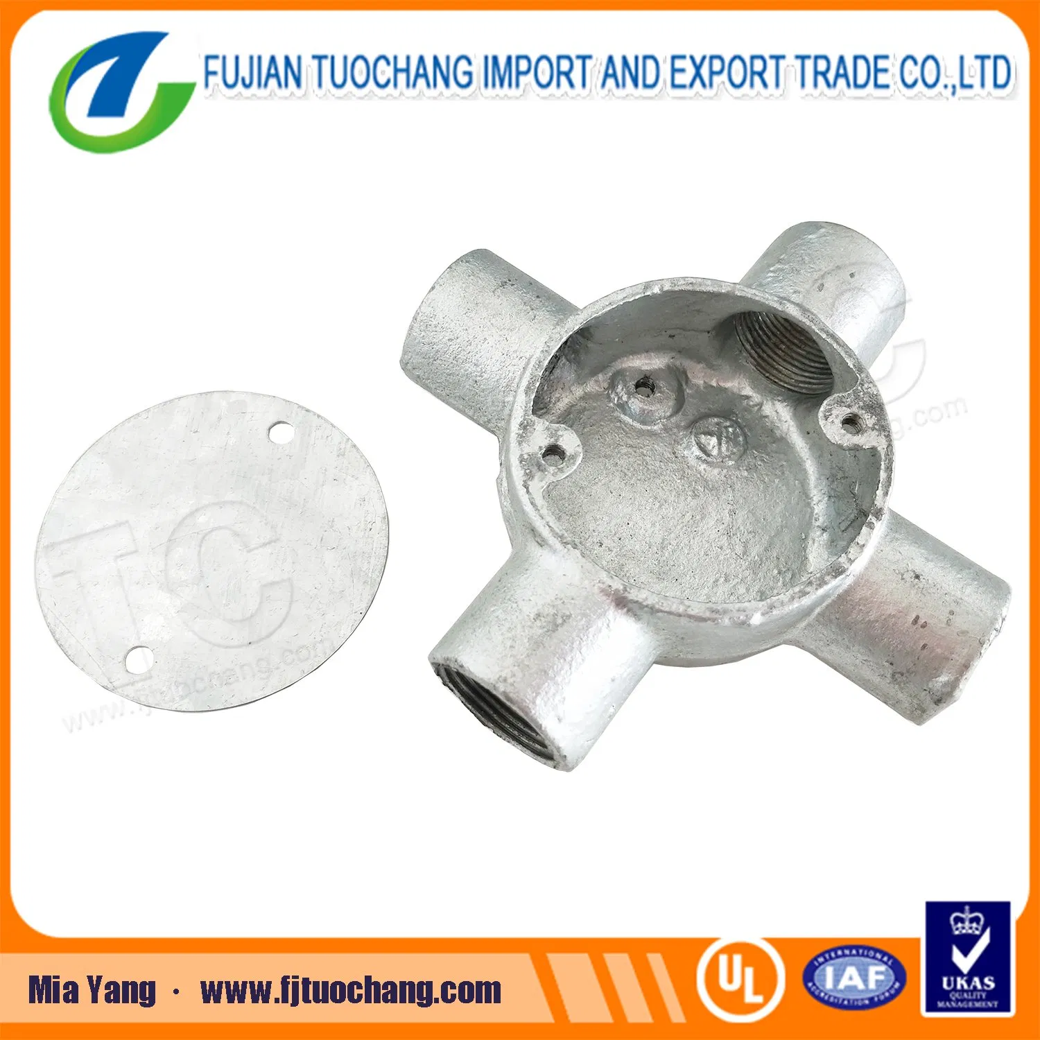 Circular Malleable Iron Cross Four Way Junction Box