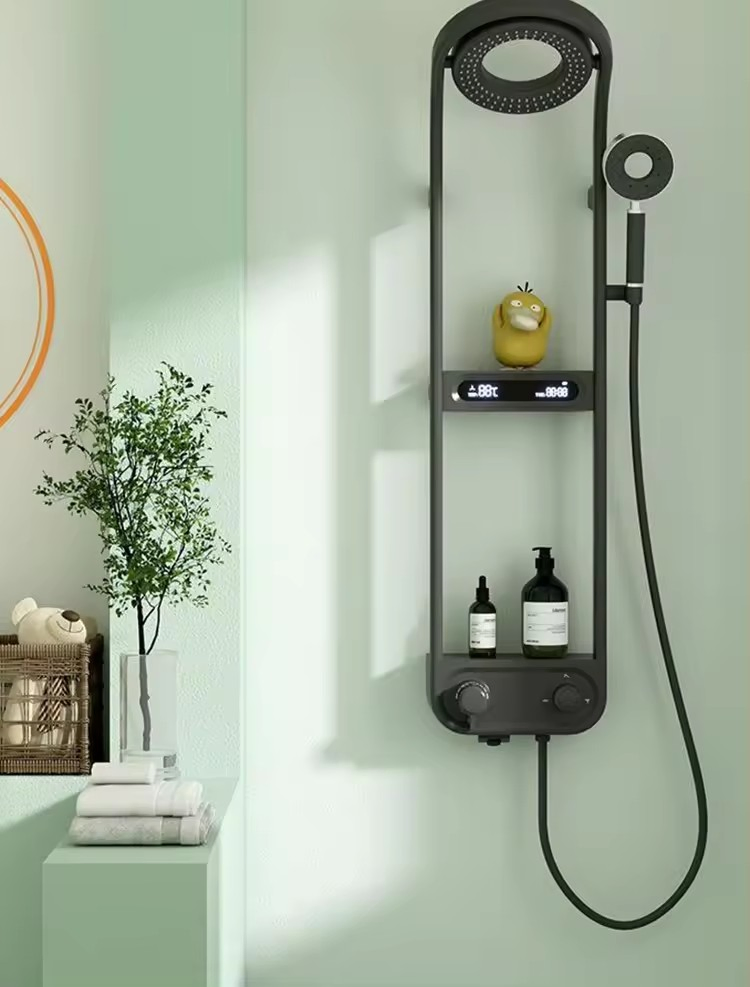 Bath Shower Rain Faucets Design Rainfall Waterfall Digital Thermostatic Shower Set Panel