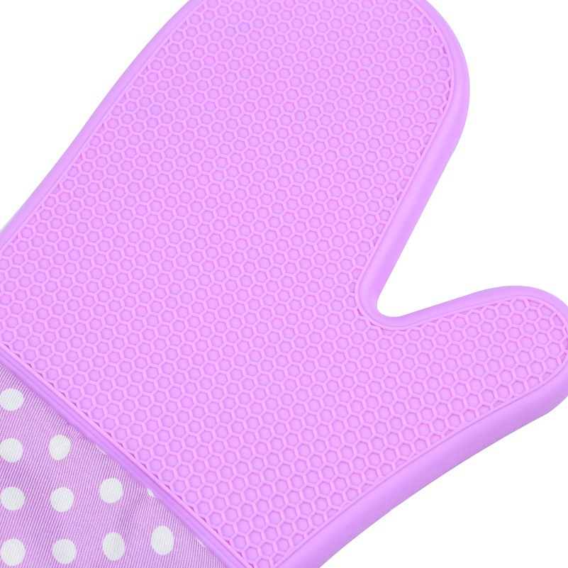 Polka DOT Oven Mitt and Pot Holder with Silicone