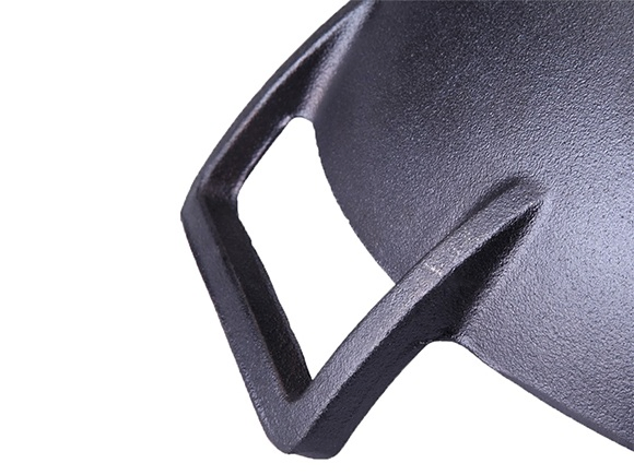 Pre-Seasoned Cast Iron Wok with Wooden Lid