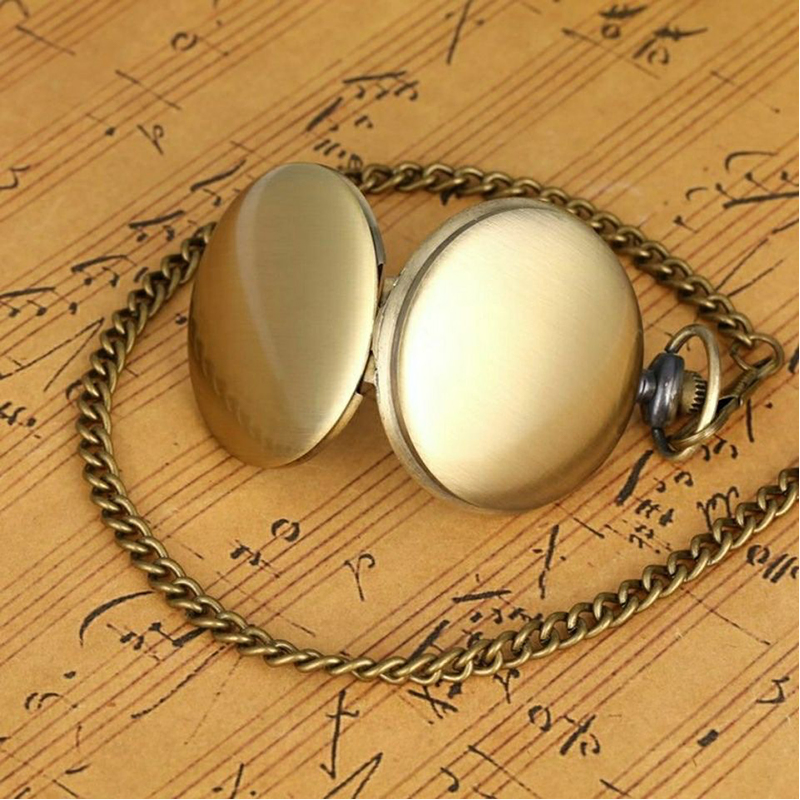 Popular Vintage Pocket Watch Flip Cover Antique Brass Nostalgic Classic Necklace Watch