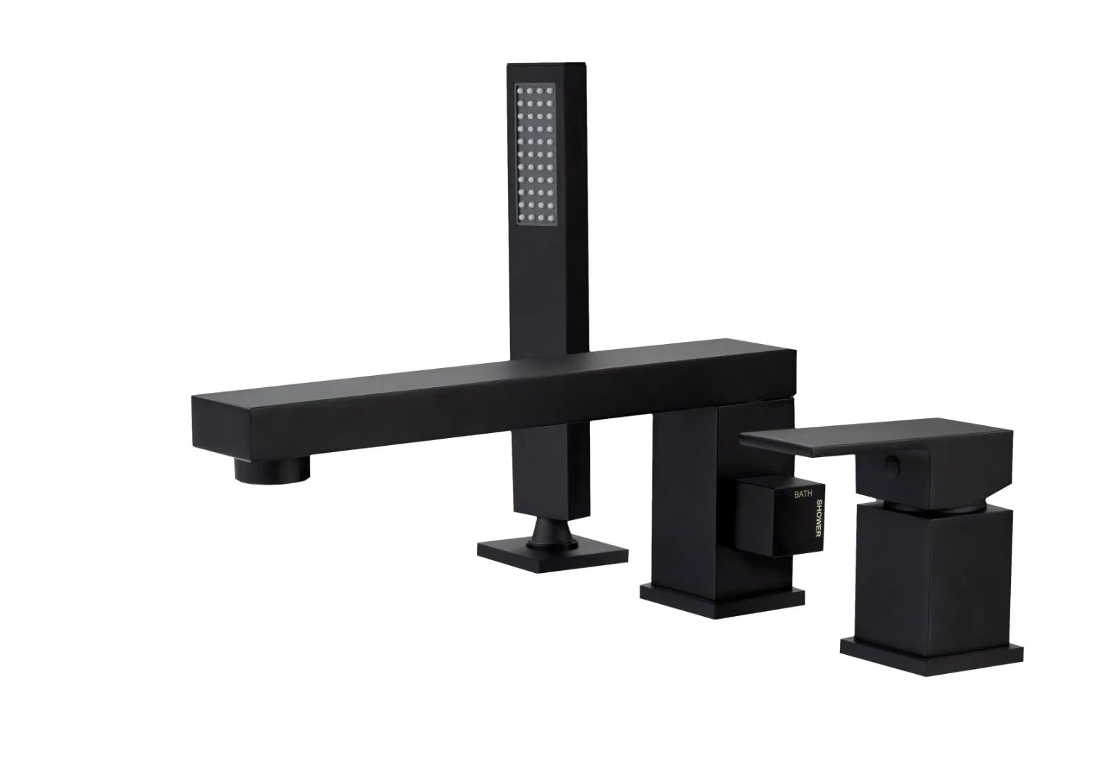 Europe and North American Design Styles Three Hole Matt Black Square Shapes Bathtub Faucets Mixer