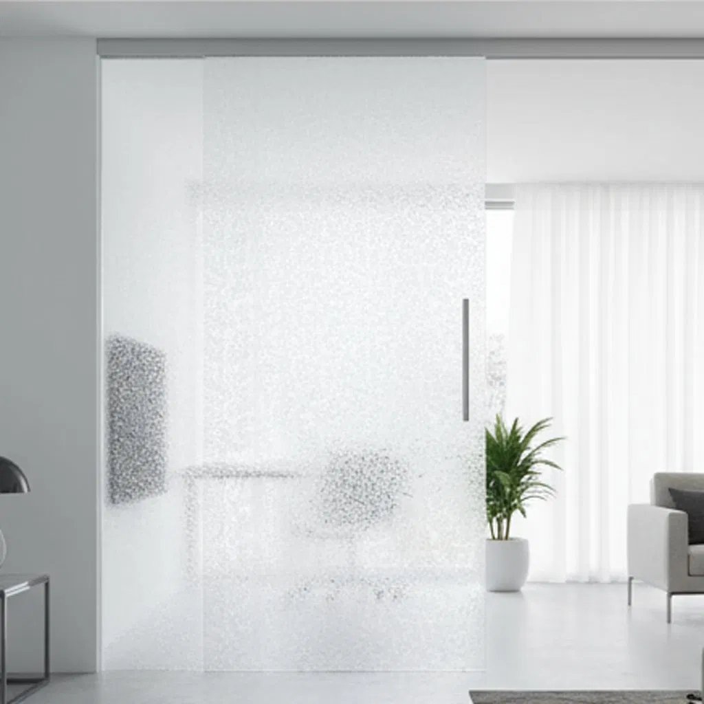 Modern Acid-Etched Glass Wall Cladding with Glossy Finish