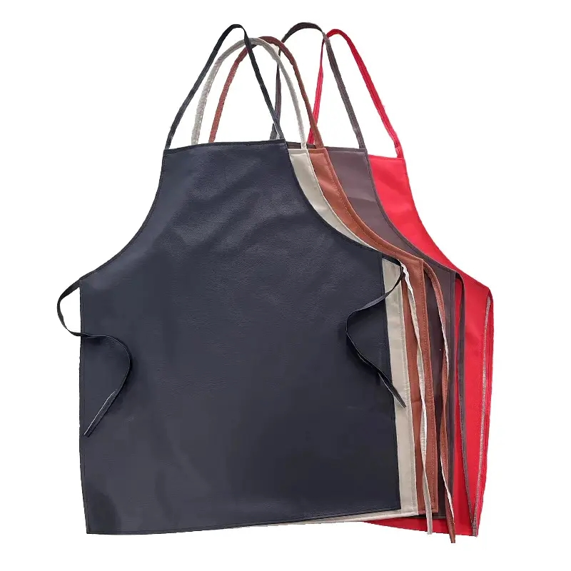 Custom 100% Polyester Black Orange Red Blue Adjustable Bib Apron with Pockets Cooking Kitchen Aprons for Women Men Chef