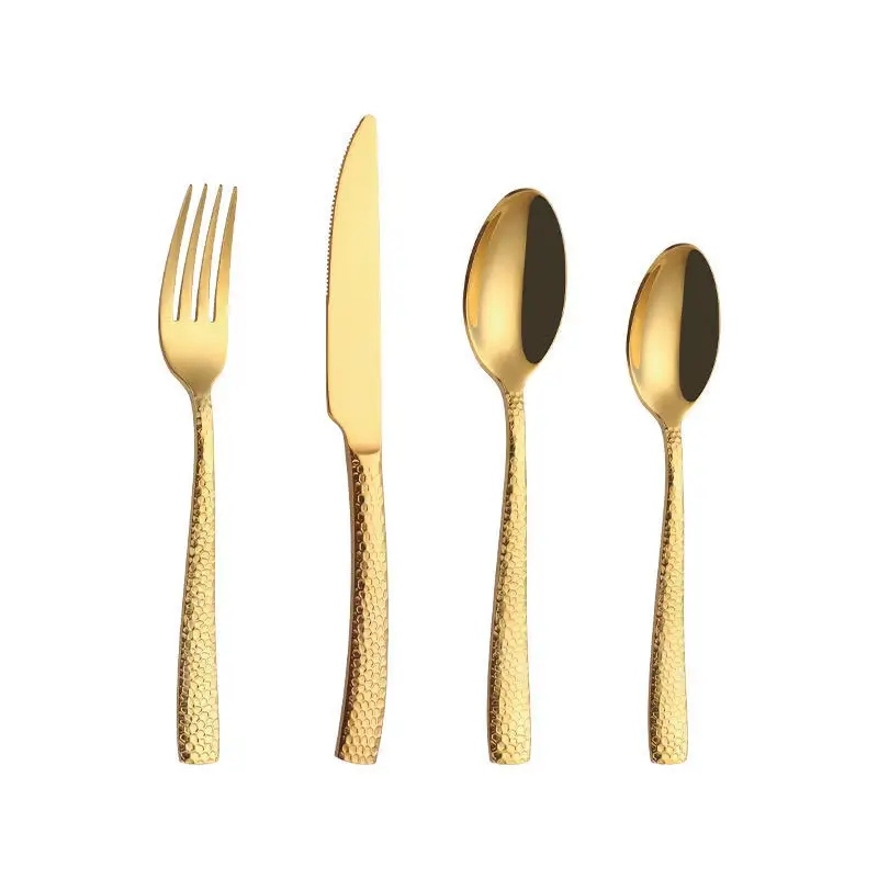 Water Cube Style Hammered Handle High Quality Stainless Steel Luxury Cutlery Set
