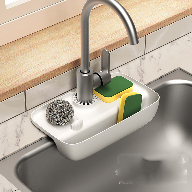 Kitchen Sink Organizer Storage Sink Holder Rack with Drain Basket Bl22338