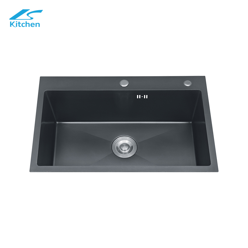 Double Smart Stainless Steel Handmade Large Basin Waterfall Faucet Kitchen Sink Black Waterfall Sink