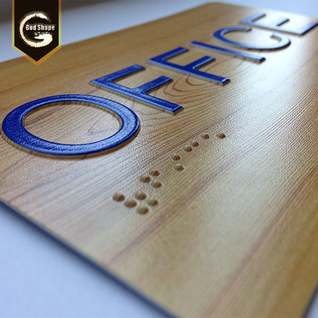 Custom Number Plates Acrylic Stainless Steel Restroom Toilet Sign Plate with Braille-0419e