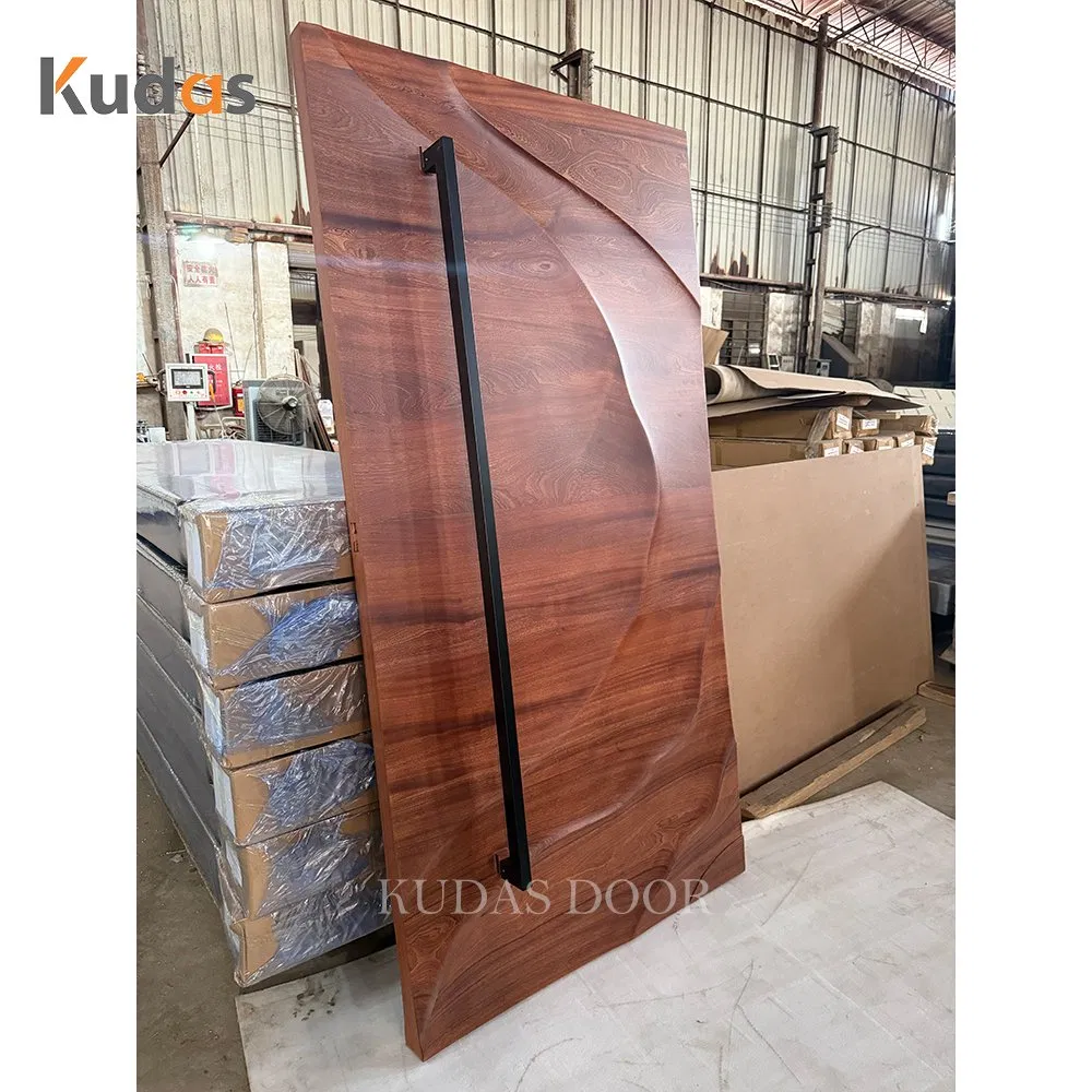 3D Carving Solid Wood Sound Insulation Outdoor Anti-Theft Wooden Front Entrance Door