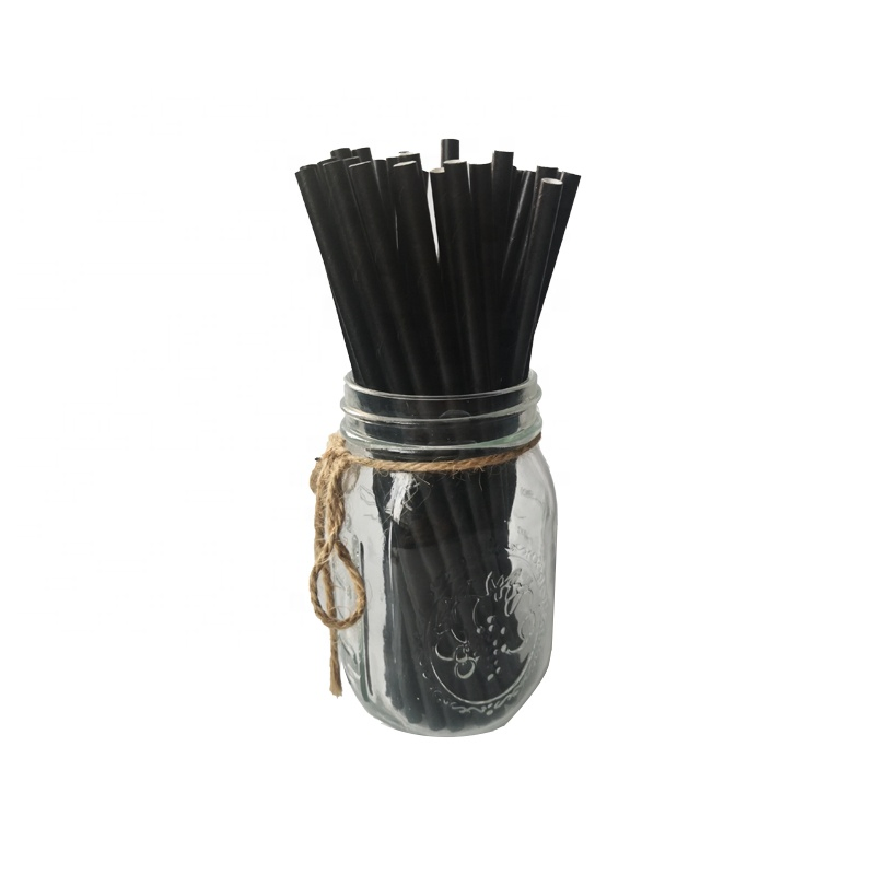 Manufacture Disposable High Quality Black Straws Color Solid Kraft Straw with Paper Wrapped