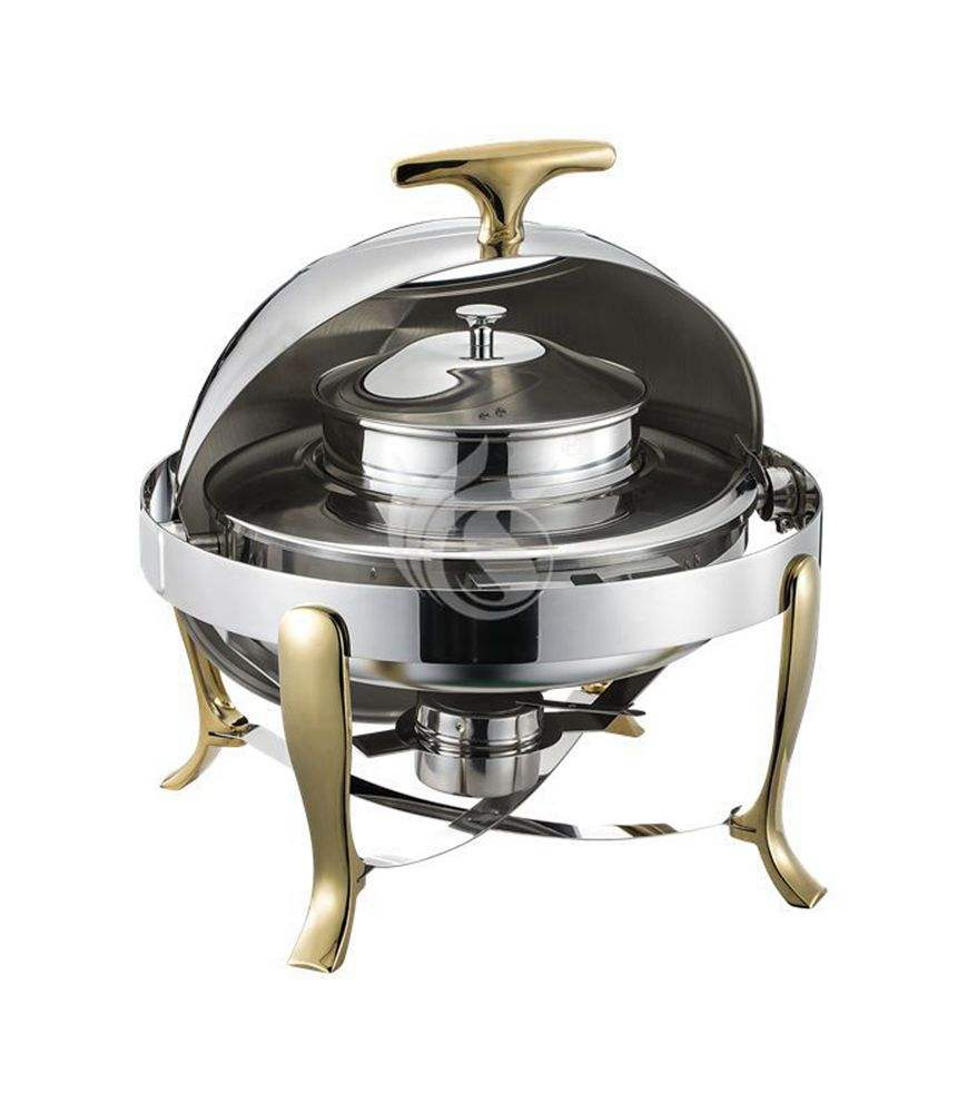 Restaurant Round Roll Top Stainless Steel Electric Food Warmer Buffet Chafing Dishes