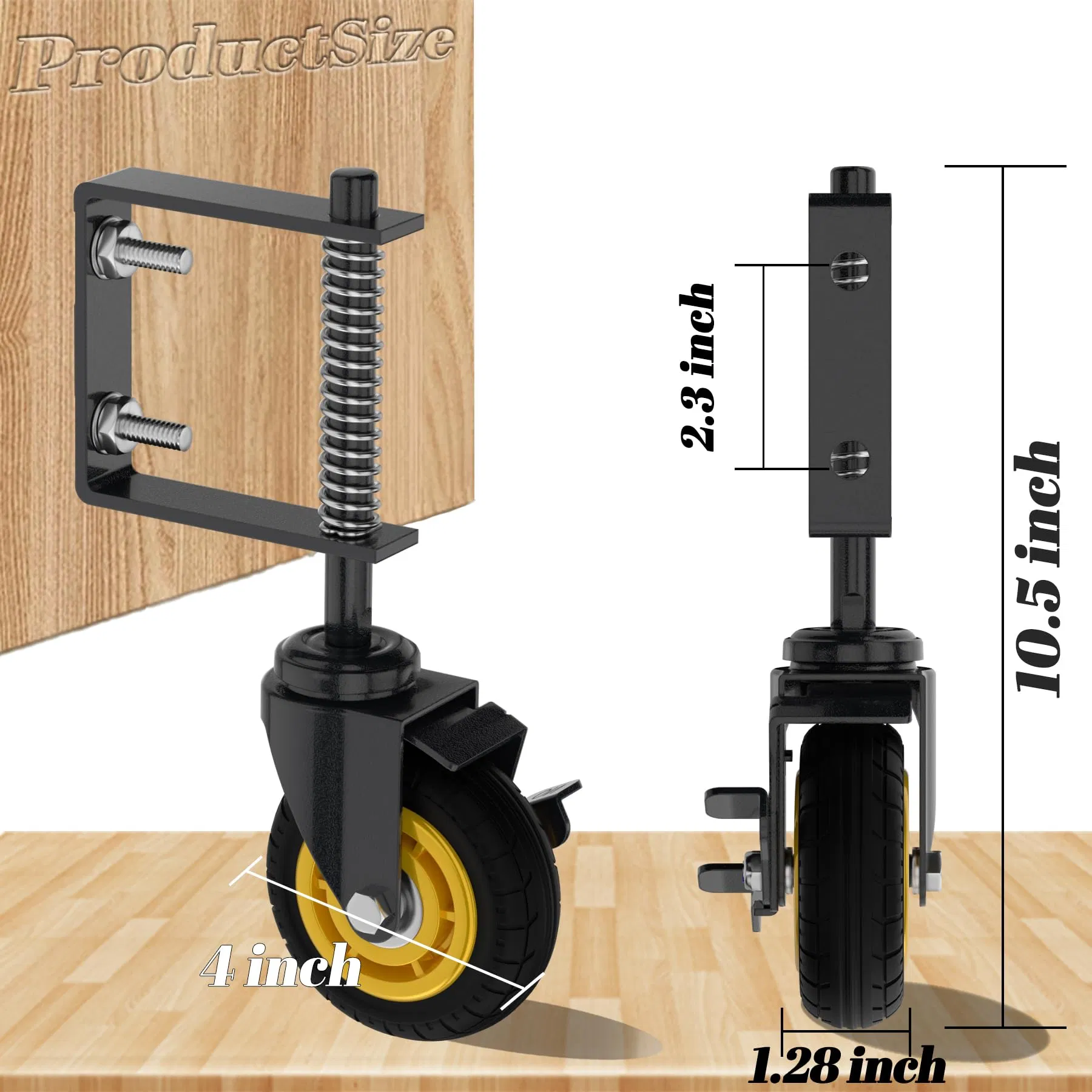 4 Inch Door Caster with Brake for Wood Gates