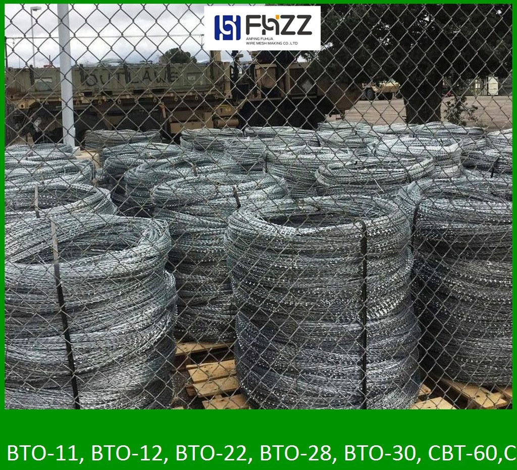 Galvanized Concertina Razor Barbed Wire Coils for High Security Perimeter Fencing