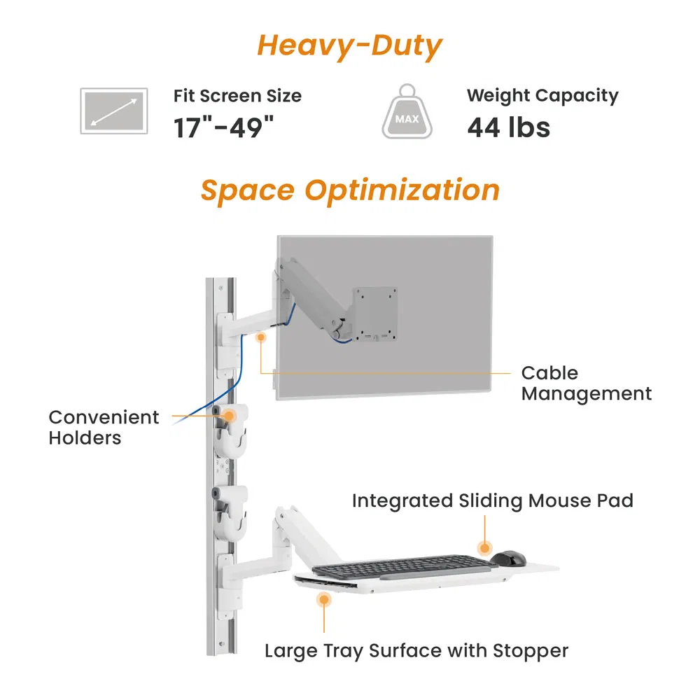 Газлифтовый кронштейн для монитора с полкой для клавиатуры