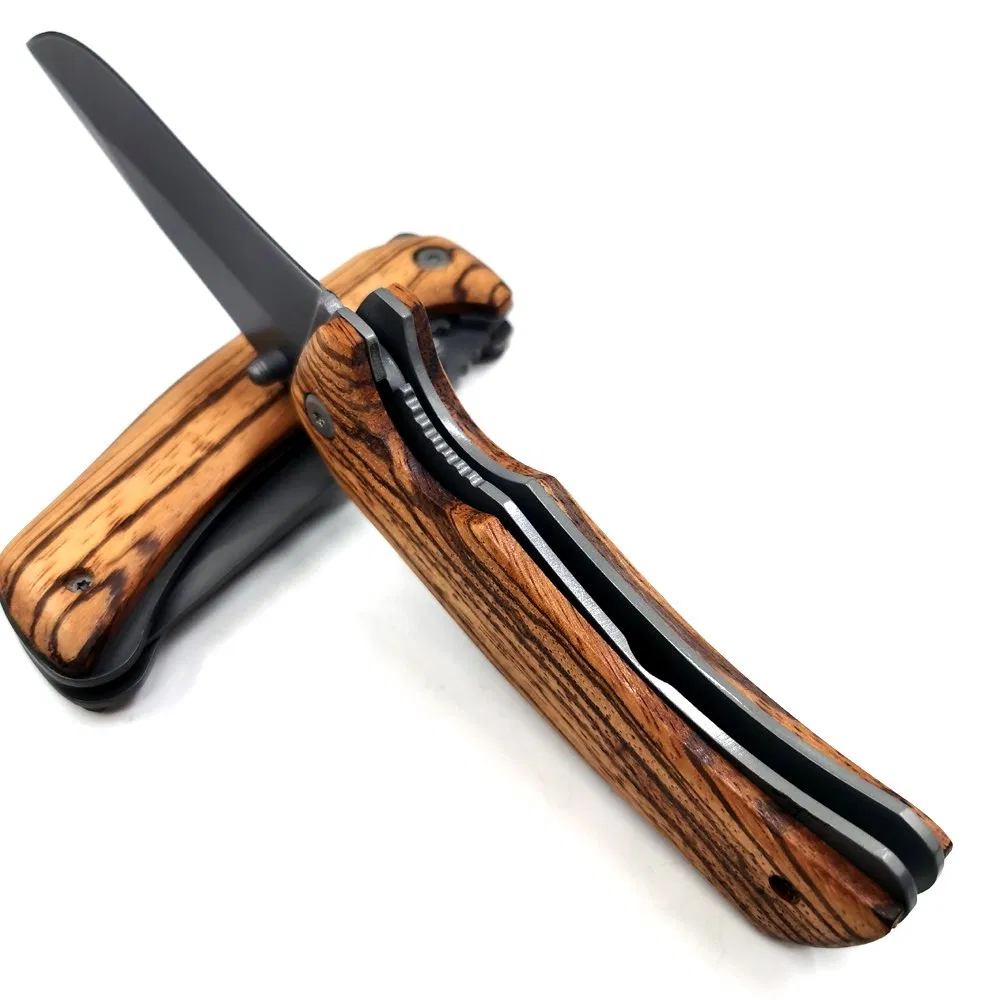 Pk-228zw Zebra Wood Tactical Survival Outdoor Camping Folding EDC Pocket Knife