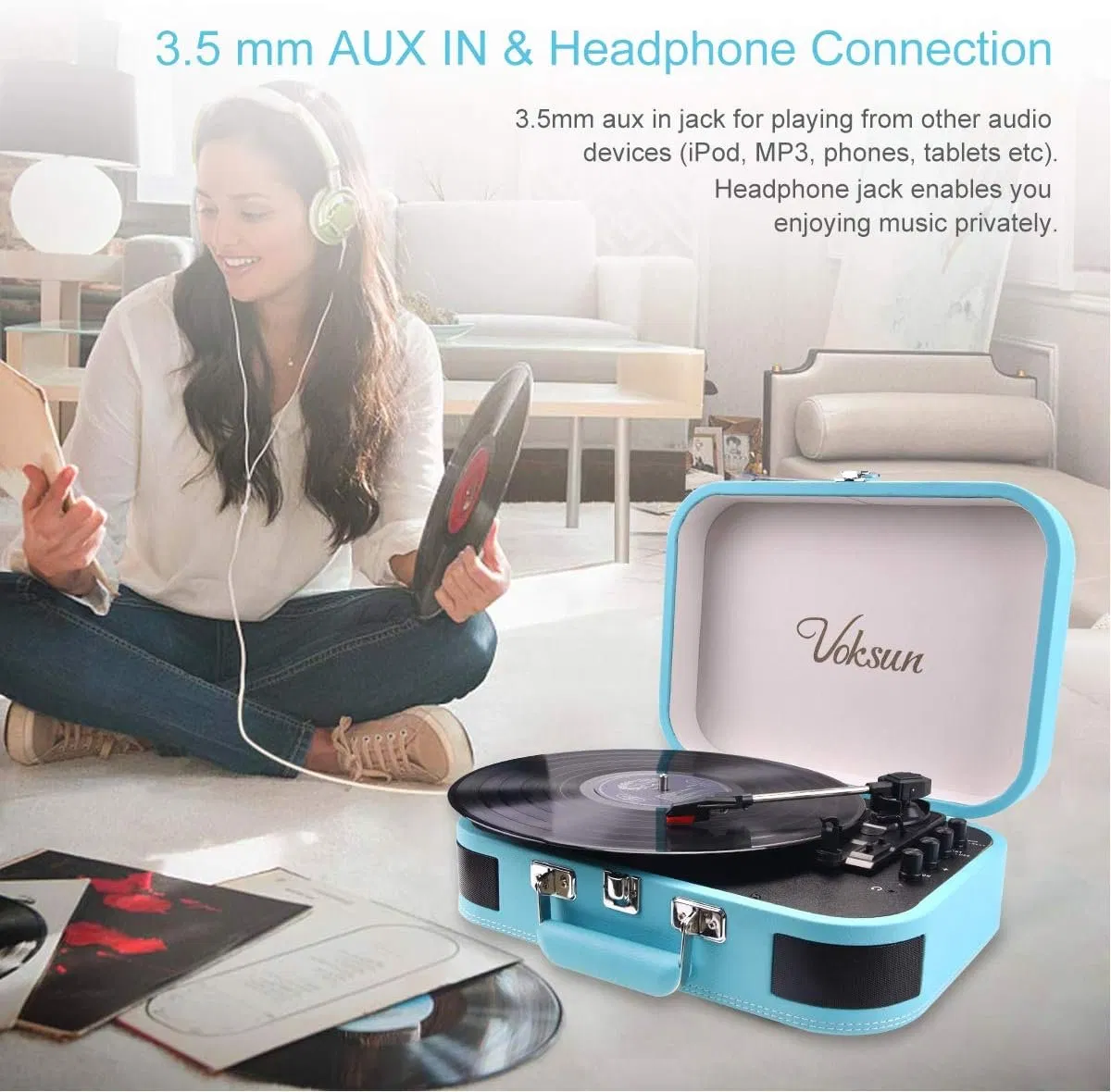 Портативный проигрыватель винила в чемодане с Bluetooth