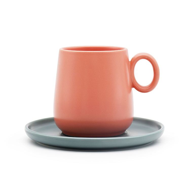 Керамическая кружка с блюдцем Color Glaze, 120 мл