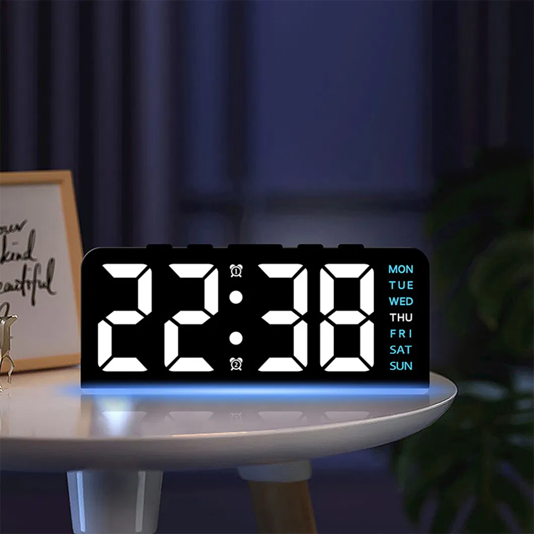 LED Big Numerals Digital Alarm Clock with Back-Light Date Week Temperature Plastic Electronic Table Clocks