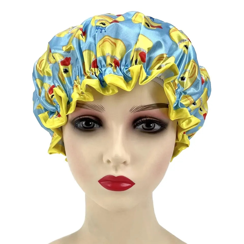 High Duck Shower Caps Satin Reusable Custom Waterproof Shower Cap