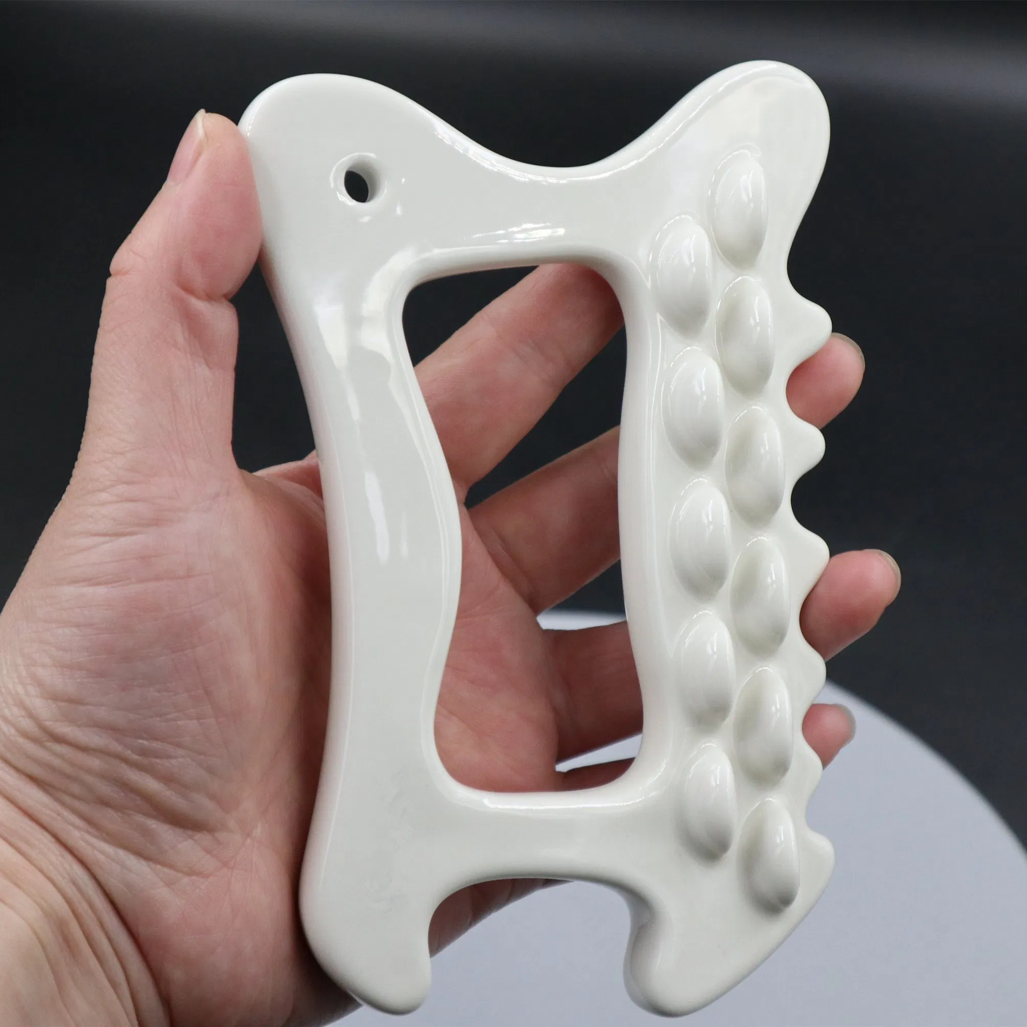 Guasha Board for Body Skin SPA Marbling Horn Shape Ceramic Guasha Massage Tool Guasha Therapy Tool Ceramic Gua Sha Scraping Tool
