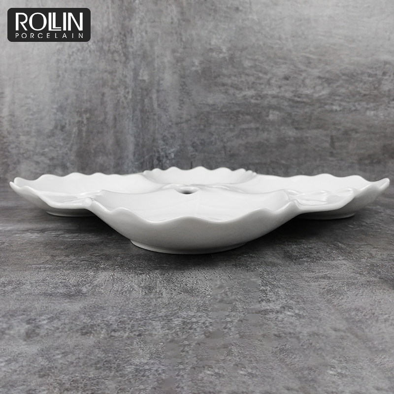 Special Shaped 4 in 1 Divided Porcelain Plate Separate Plate for Restaurant Used