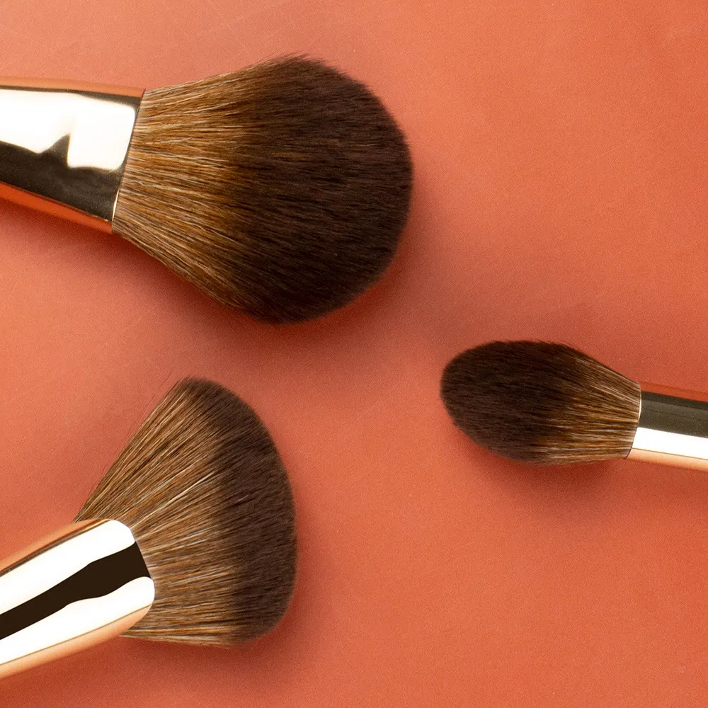 Japanese High Quality White Goat Hair Cosmetic Brush 11PCS Wood Handle Brown Makeup Brush Set Luxury Beauty Tools
